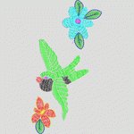 刺绣蜂鸟与花朵图案