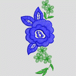蓝色刺绣玫瑰花图案