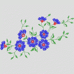 蓝色花朵刺绣图案