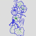 蓝色藤蔓植物刺绣图案