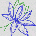 蓝色花卉刺绣图案