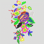 彩色刺绣花卉图案