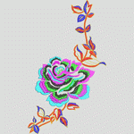 彩色刺绣玫瑰花图案