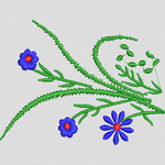 蓝色小花刺绣图案