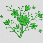 绿色植物刺绣图案