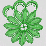 绿色刺绣花卉图案