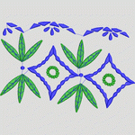 蓝绿刺绣植物图案设计