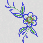 蓝色刺绣花卉图案