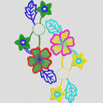 彩色刺绣花卉图案