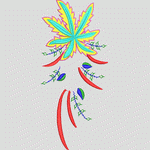 彩色植物刺绣图案