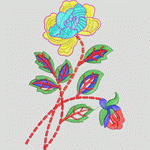 彩色刺绣花卉图案