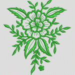 绿色花卉刺绣图案