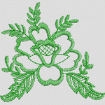 绿色刺绣花卉图案