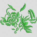 绿色植物刺绣图案