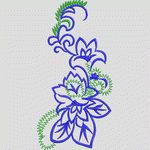 蓝色花卉刺绣图案