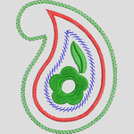 绿色花朵刺绣图案