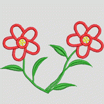 红色花朵刺绣图案