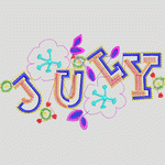 彩色刺绣“JULY”字样装饰