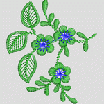 绿色植物刺绣图案