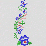 蓝色花卉刺绣图案