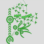 绿色植物刺绣图案
