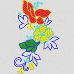 彩色花卉刺绣图案