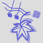 蓝色刺绣植物图案设计