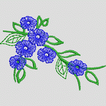 蓝色花朵刺绣图案