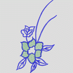 蓝色刺绣花卉图案