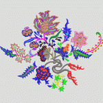 彩色花卉刺绣图案