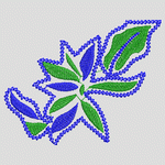 蓝色与绿色刺绣叶片图案
