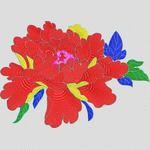 红色牡丹刺绣花
