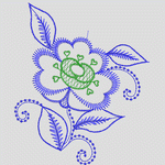 蓝色刺绣花卉图案