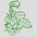 绿色植物刺绣图案