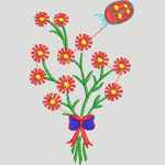刺绣花束与瓢虫图案