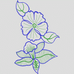 蓝色绣花植物图案