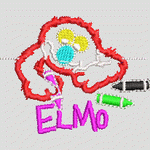 Elmo卡通形象与彩笔装饰 卡通 童装