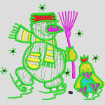 彩色雪人与小鸡图案 卡通 童装