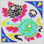 彩色刺绣花卉图案 靓花