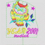 2001年彩色猫头鹰刺绣设计_时装 女装绣花