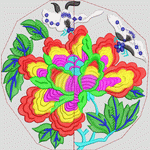 彩色刺绣花卉图案 靓花