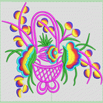 彩色刺绣花篮图案 靓花