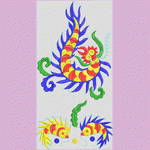 彩色刺绣海洋生物图案 蜈蚣 龙