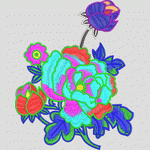彩色刺绣花卉图案 靓花