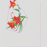 红色百合花刺绣图案_时装 女装绣花