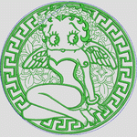 绿色天使刺绣图案_时装 女装绣花