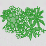 绿色蕾丝花卉图案设计 水溶