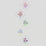 五种花卉刺绣图案 水溶