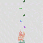 彩色蝴蝶与装饰花纹 水溶