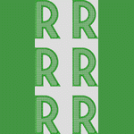 绿色字母R刺绣图案 水溶